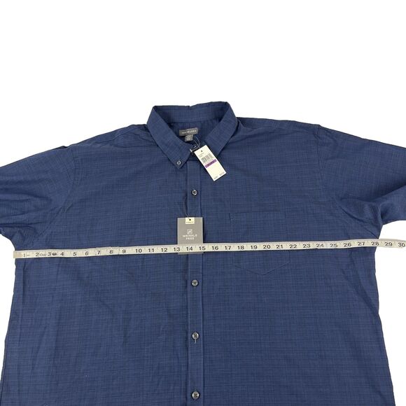 New Mens Van Heusen SS Classic Fit Button Down Shirt Size 2XL Blue Black NWT - Picture 4 of 8
